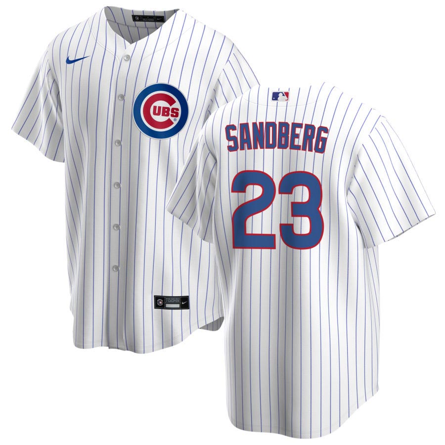 Men's Ryne Sandberg Chicago Cubs NIKE White Home Premium Twill Jersey