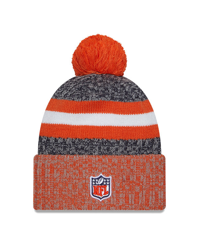 Men's Chicago Bears New Era Orange 2023 Sideline Cuffed Knit Hat With Pom