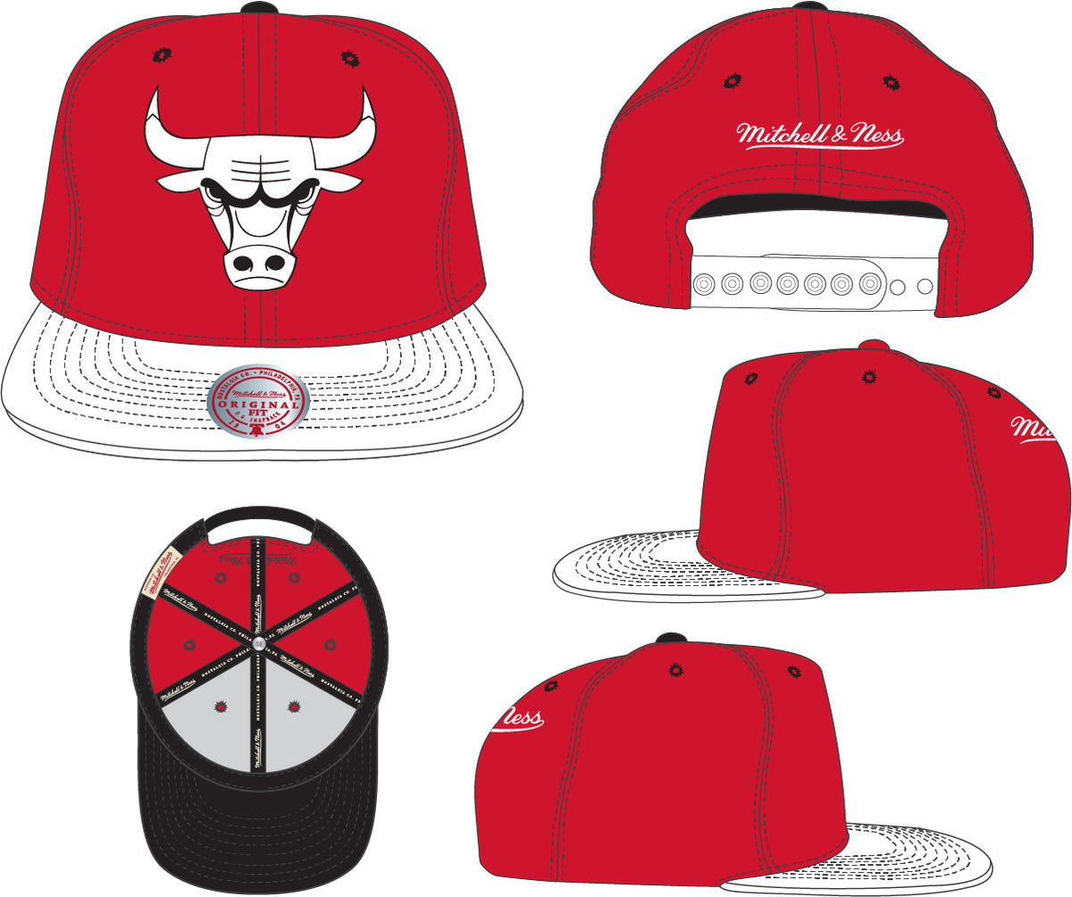 Men's Mitchell & Ness Chicago Bulls NBA Cardinal Red 2 Tone Adjustable Snapback Hat
