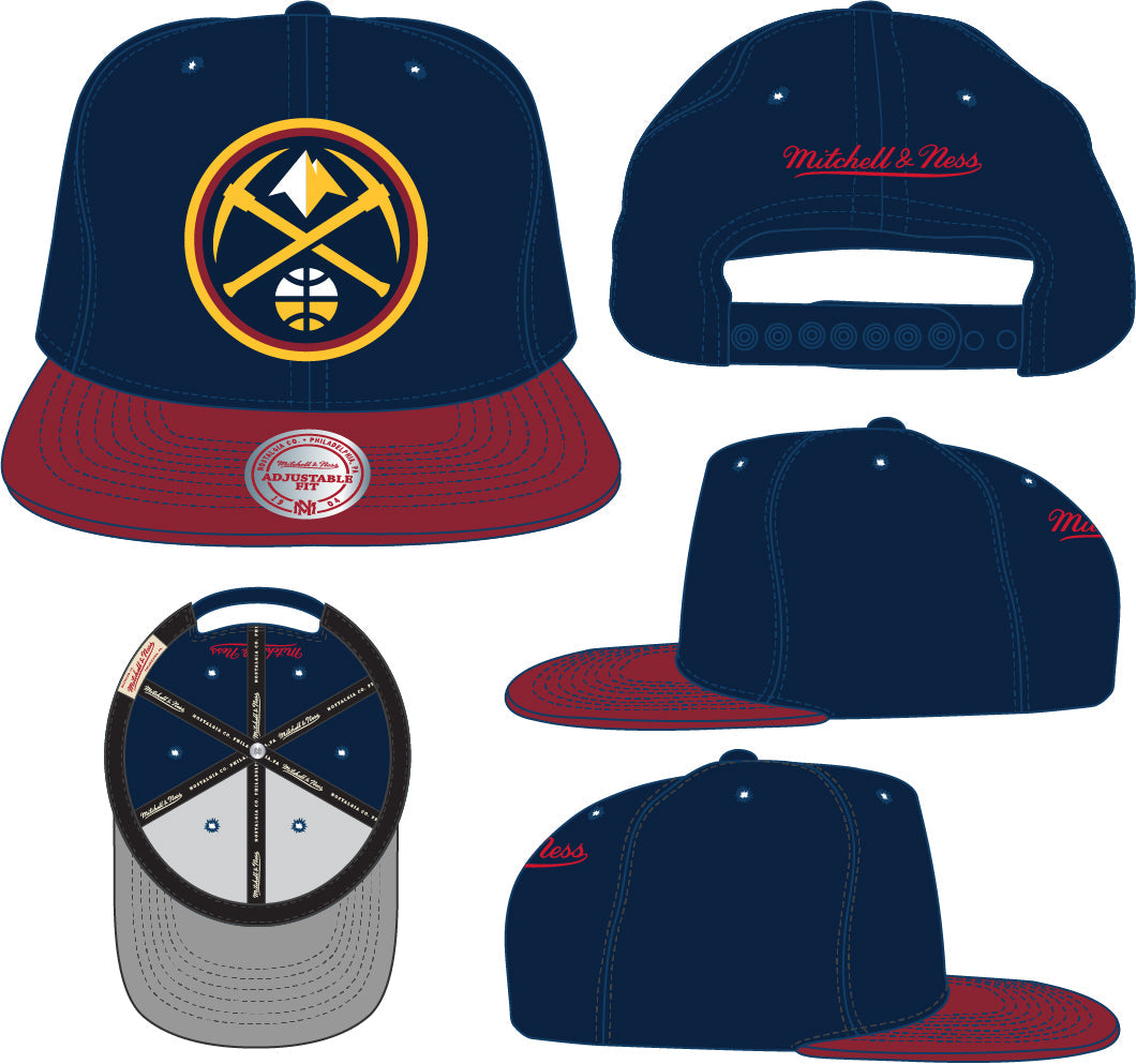 Mens NBA Denver Nuggets 2 Tone Navy/ Maroon Mitchell And Ness Basic Core Snapback Hat