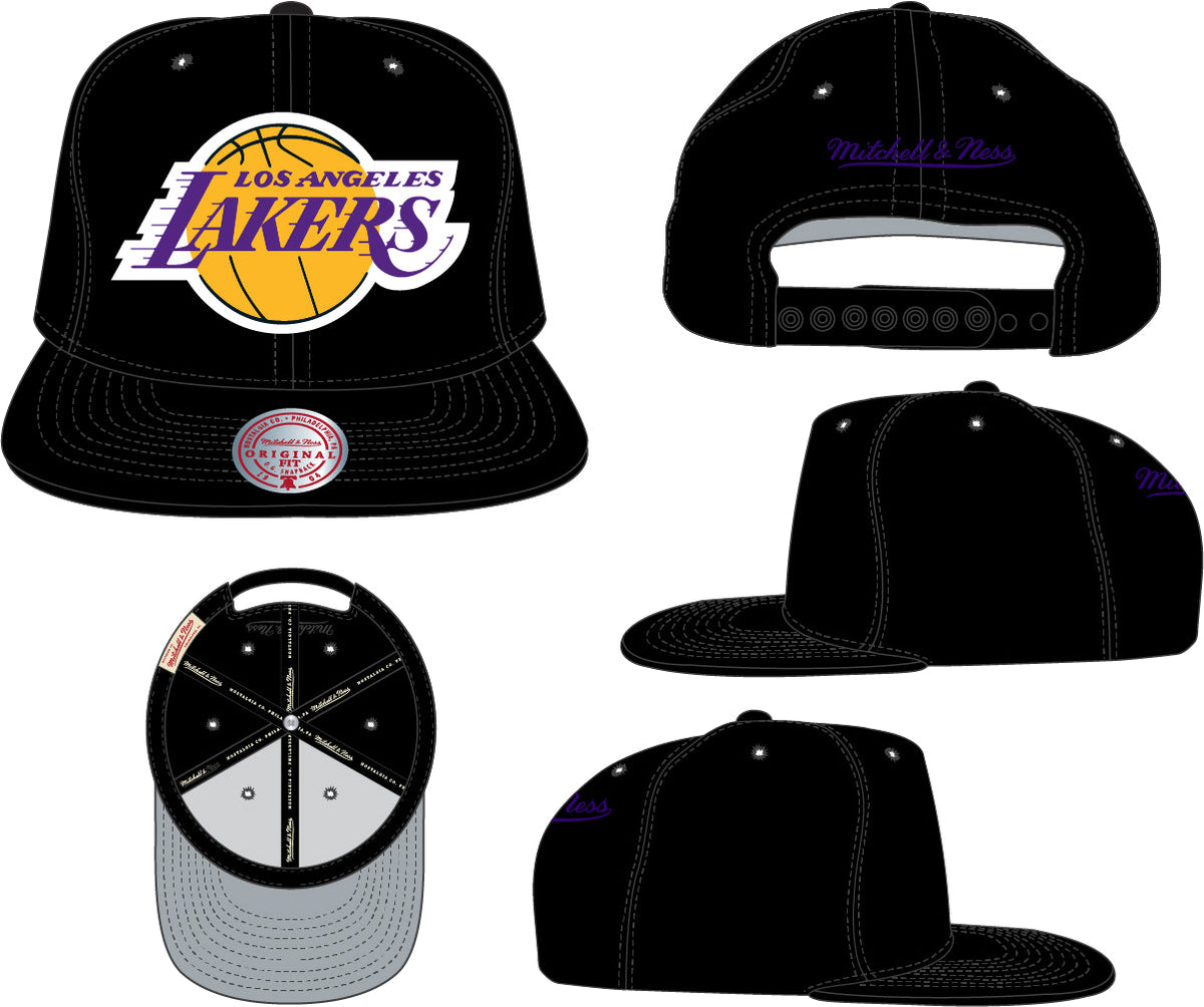 Men's Mitchell & Ness Los Angeles Lakers Black Adjustable Snapback Hat
