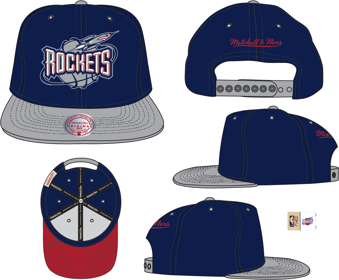 Houston Rockets Mitchell & Ness Hardwood Classics Reload 2.0 Snapback Hat - Navy/Gray