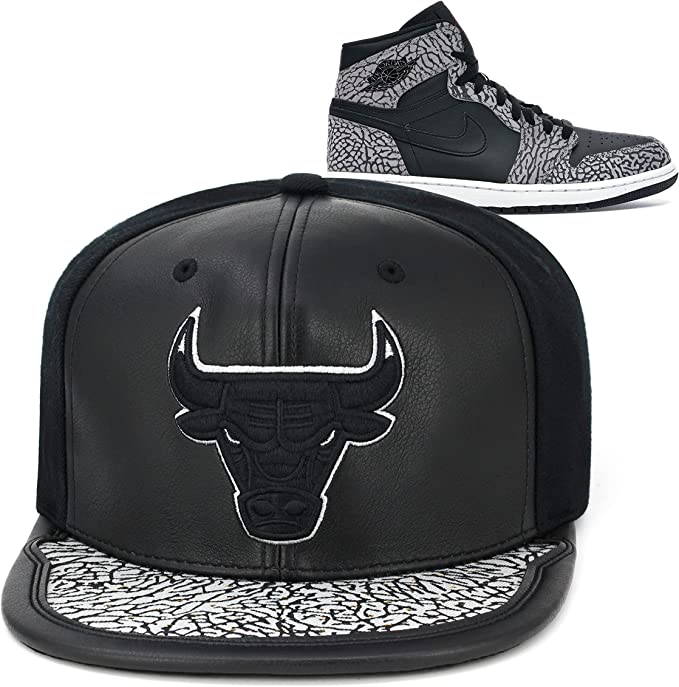 Chicago Bulls Day One Black & White Cement Mitchell & Ness Snapback Hat