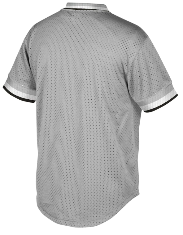 Men's Chicago White Sox Road Grey Cooperstown Collection V-Neck Mesh Batting Practice Jersey By Mitchell And Ness