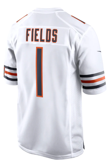 Chicago Bears Justin Fields Youth Nike White Replica Game Jersey