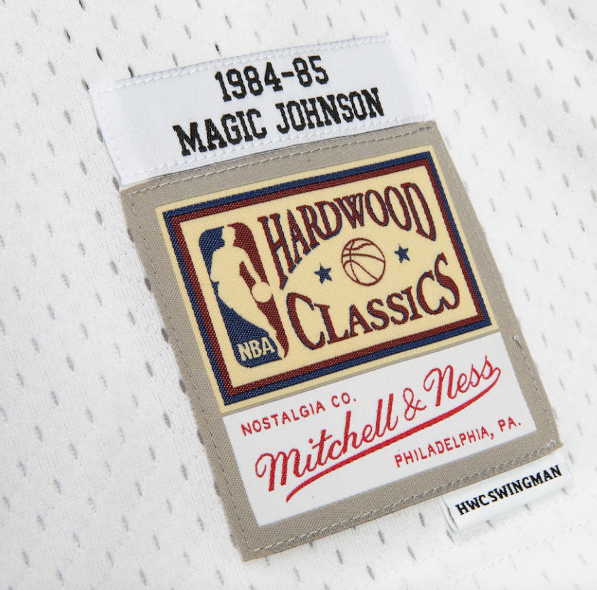 Men's Magic Johnson Los Angeles Lakers Mitchell & Ness 1984-85 Hardwood Classics Reload 2.0 Swingman Jersey - White