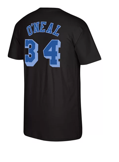 Men's Shaquille O'Neal Los Angeles Lakers Mitchell & Ness Reload 2.0 Name & Number T-Shirt - Black/Blue