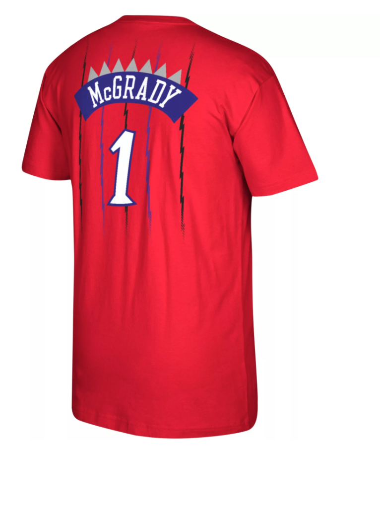 Men's Toronto Raptors Tracy McGrady Mitchell & Ness Red Reload Name & Number T-Shirt