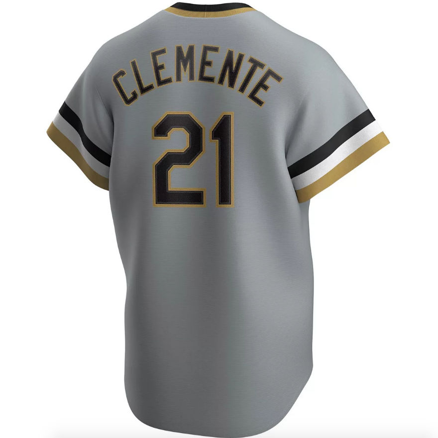 Men's Pittsburgh Pirates Roberto Clemente Nike Road Gray Replica Jersey