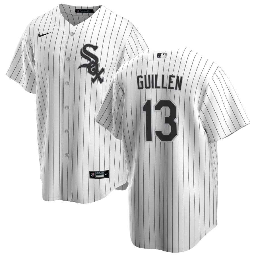 NIKE Men's Ozzie Guillen Chicago White Sox White Home Replica Jersey With Premium Twill Lettering