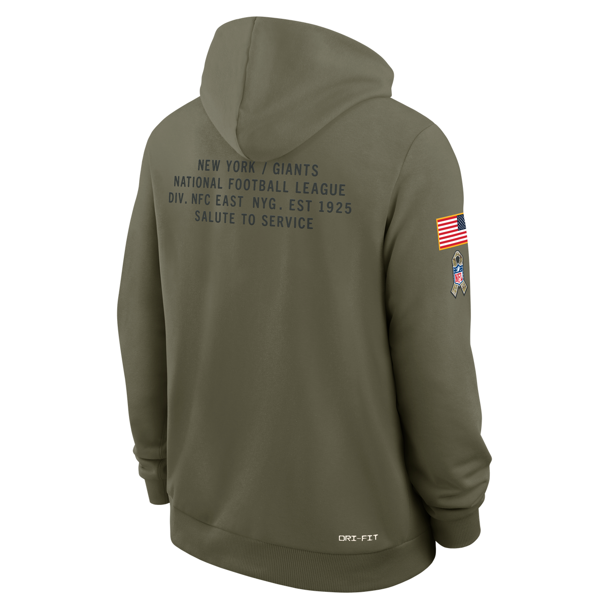 Men's New York Giants Nike Olive Green 2025 Salute To Service Club Pullover Hoodie