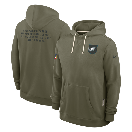Men's Philadelphia Eagles Nike Olive Green 2025 Salute To Service Club Pullover Hoodie