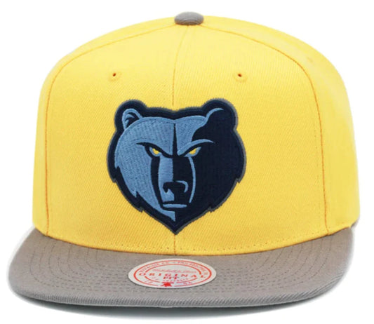 Men's Memphis Grizzlies Mitchell & Ness NBA Core Basic Gold and Gray Snapback Hat
