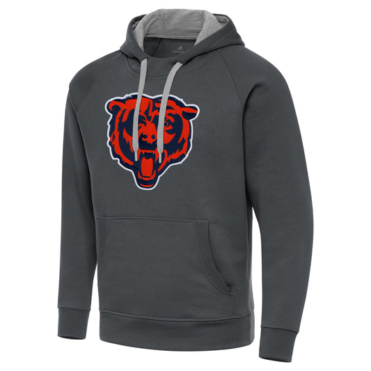 Men's Chicago Bears Charcoal Antigua Victory Pullover Hoodie