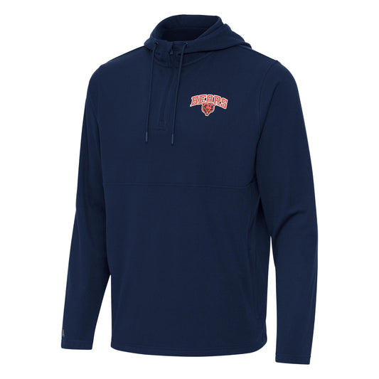 Men's Chicago Bears Antigua Navy Connected 1/4 Zip Hooded Top