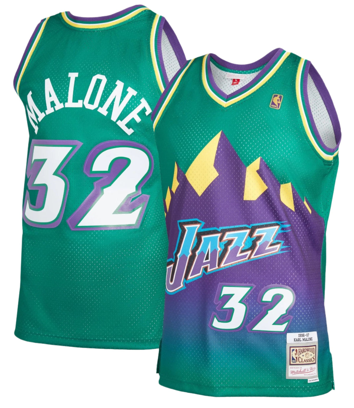 Men's Mitchell & Ness Karl Malone Green Utah Jazz 1996-97 Hardwood Classics Reload 2.0 Swingman Jersey