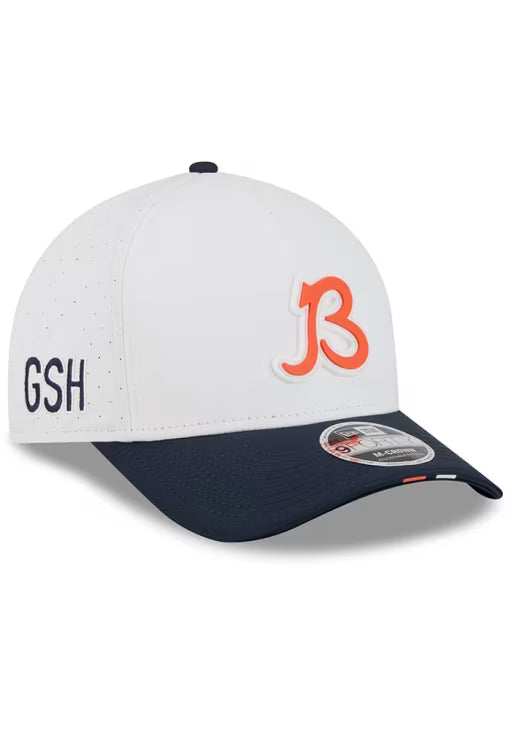 Men's Chicago Bears New Era White/Navy B 2025 NFL Training Camp 9FORTY M-Crown Adjustable A-Frame Hat