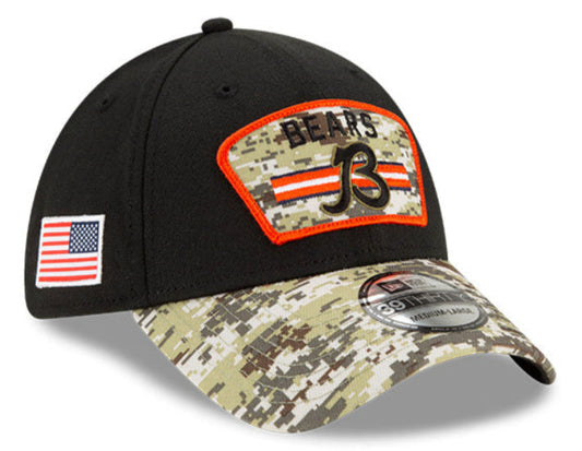 Men's Chicago Bears New Era Black 2021 Salute to Service "B" Logo 39THIRTY Flex Hat