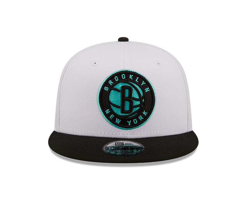 Men's Brooklyn Nets New Era 2 Tone White and Black Color Pack 9FIFTY Snapback Hat