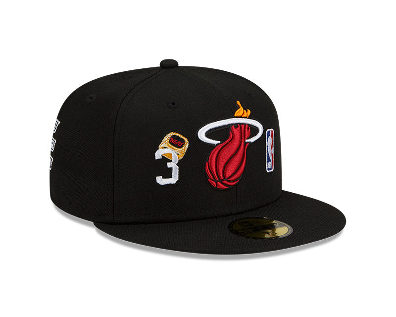 Men's New Era Black Miami Heat 3x World Champions Count the Rings 59FIFTY Fitted Hat