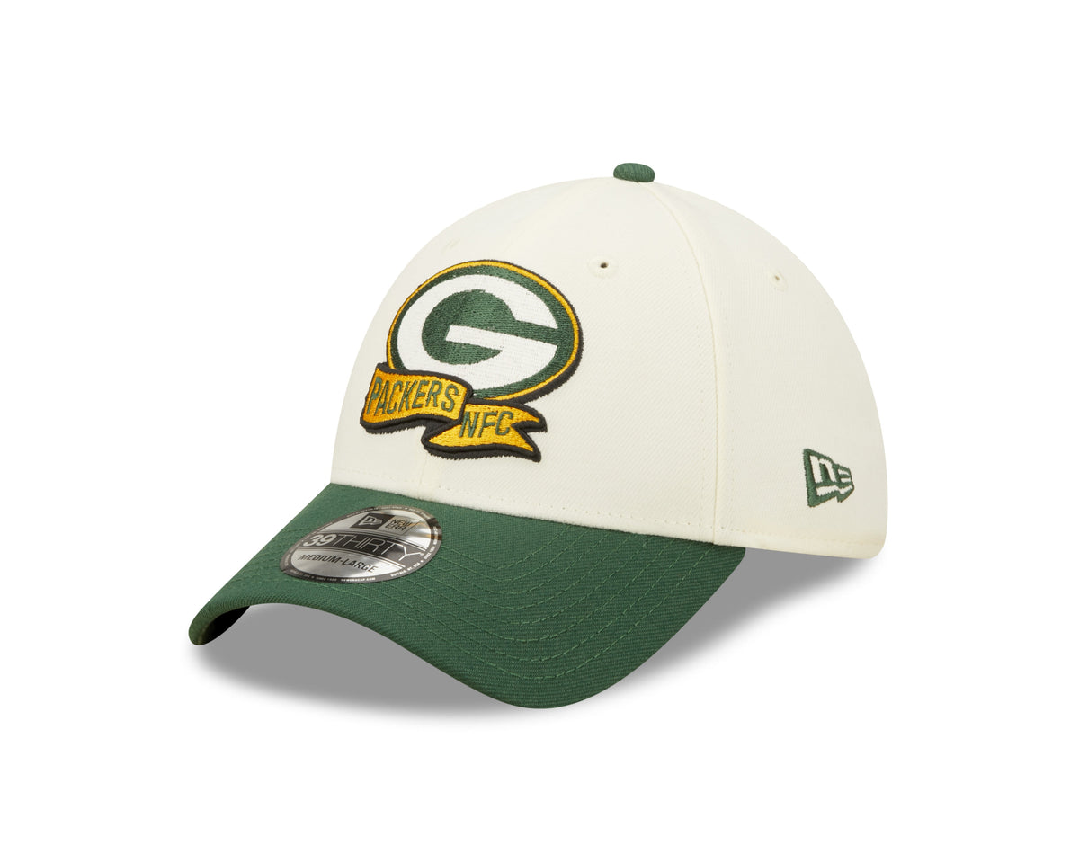 Men's Green Bay Packers New Era Cream/Green 2022 Sideline 39THIRTY Flex Hat