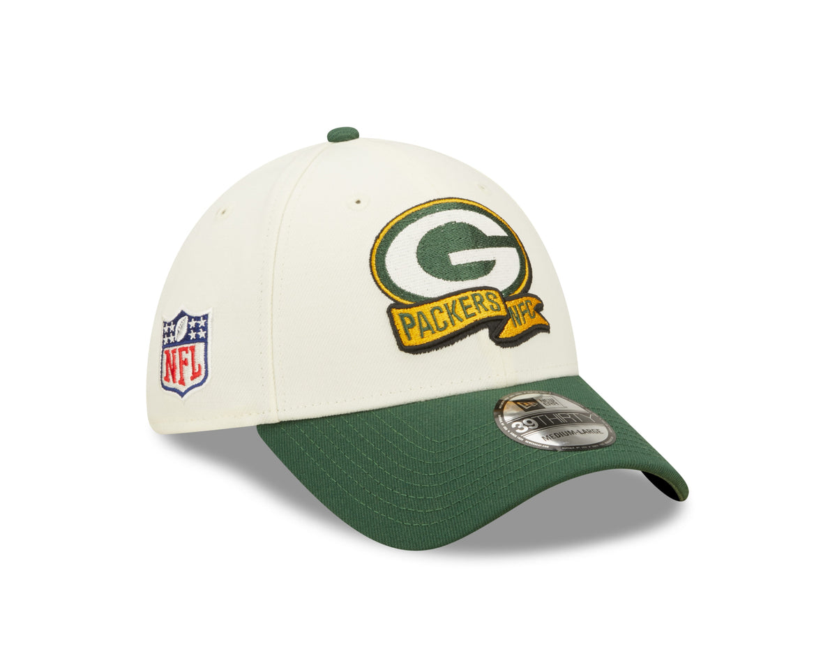 Men's Green Bay Packers New Era Cream/Green 2022 Sideline 39THIRTY Flex Hat