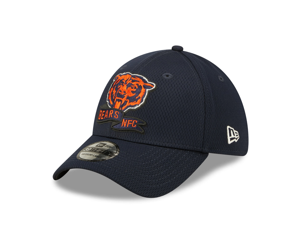 Men's Chicago Bears Mascot Logo New Era Navy 2022 Sideline Coaches 39THIRTY Flex Hat