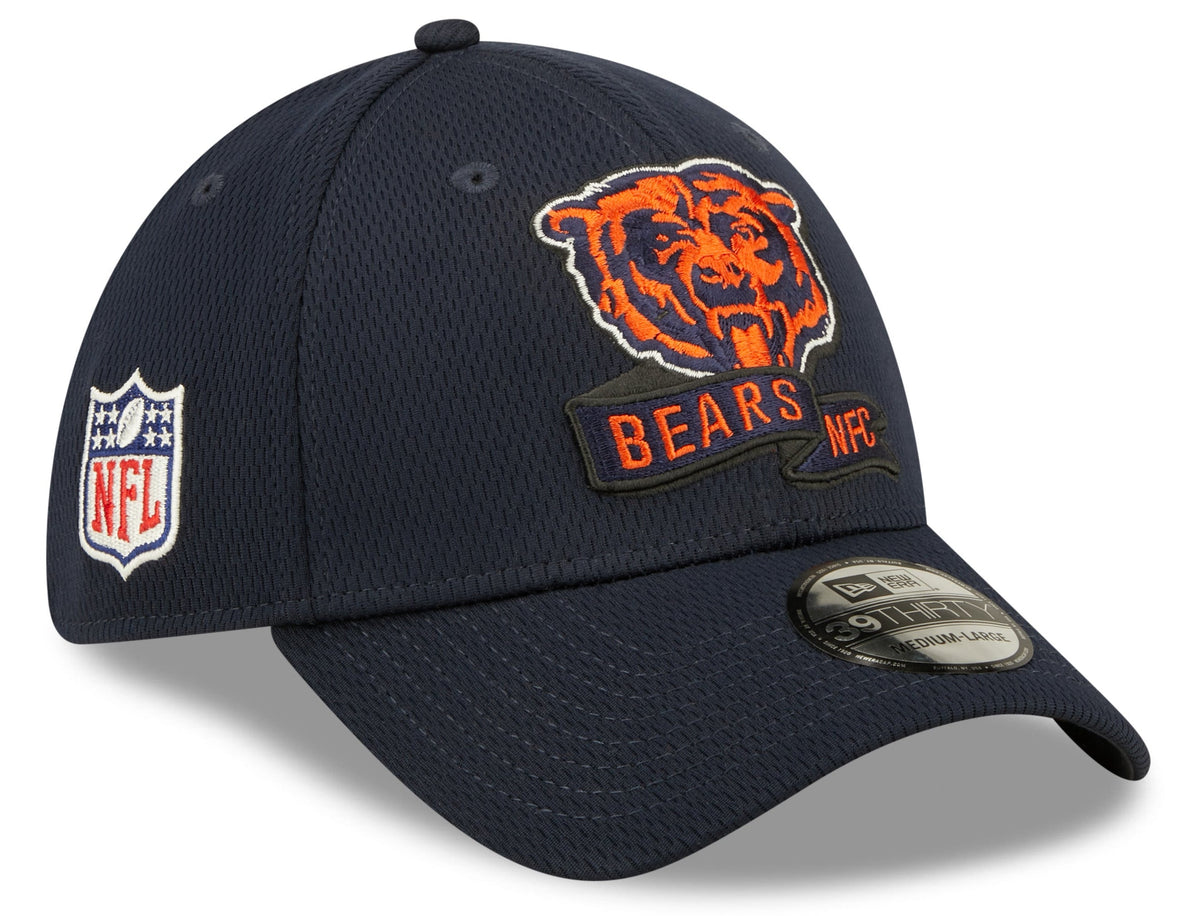 Men's Chicago Bears Mascot Logo New Era Navy 2022 Sideline Coaches 39THIRTY Flex Hat