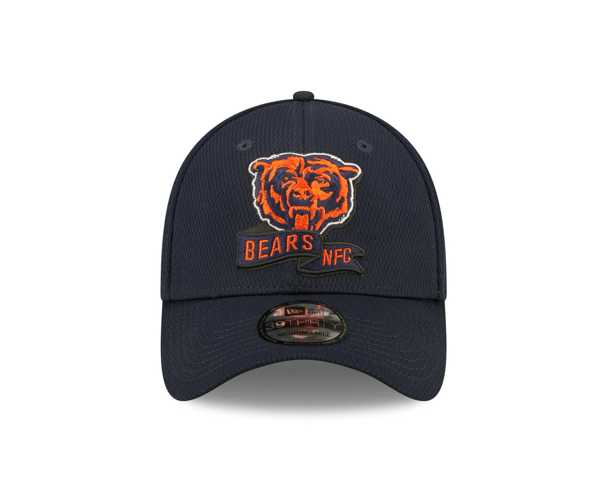 Men's Chicago Bears Mascot Logo New Era Navy 2022 Sideline Coaches 39THIRTY Flex Hat