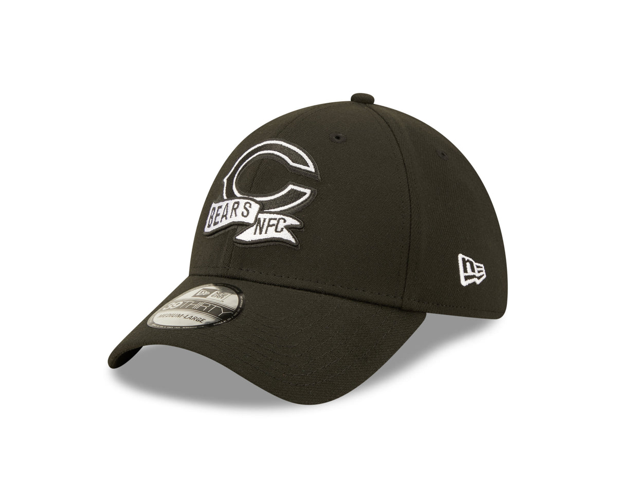 Men's Chicago Bears New Era Black "C Logo" 2022 Sideline 39THIRTY Flex Hat