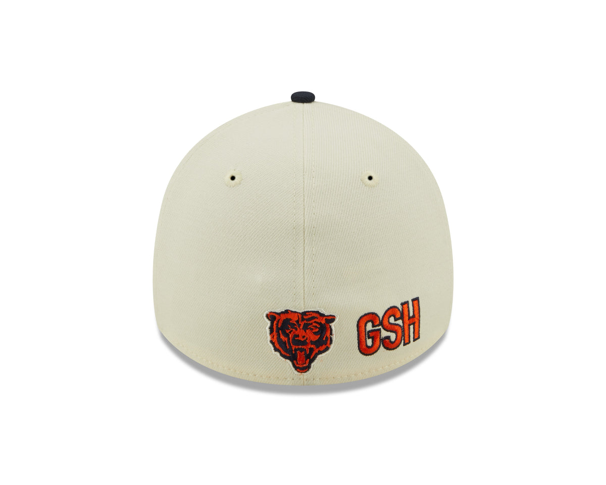 Men's Chicago Bears Mascot Logo New Era Cream/Navy 2022 Sideline 39THIRTY Flex Hat