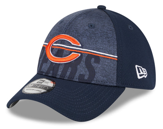 Men's Chicago Bears New Era NFL 2023 Training Camp Navy Primary Logo 39THIRTY Flex Fit Hat