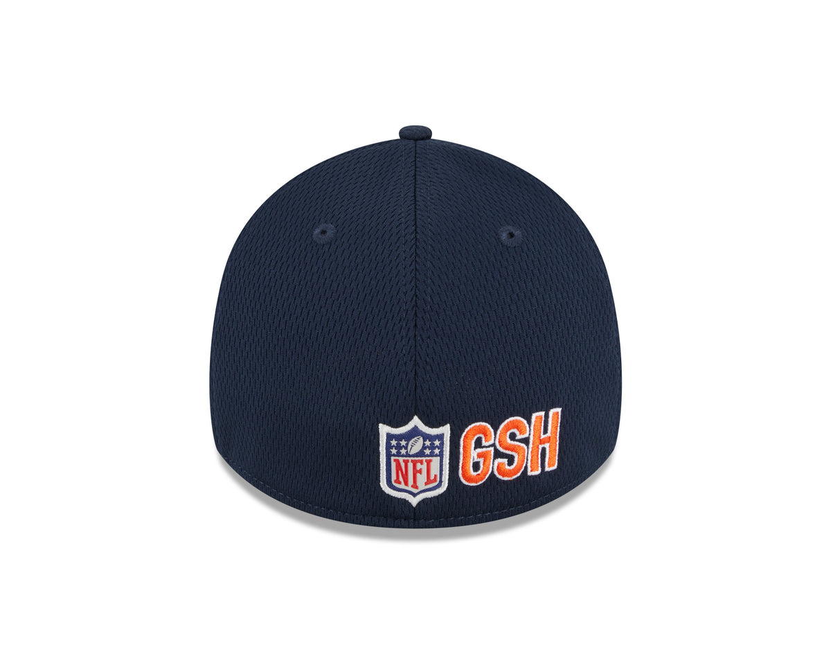 Men's Chicago Bears New Era NFL 2023 Training Camp Navy Primary Logo 39THIRTY Flex Fit Hat