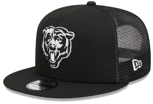 Chicago Bears New Era Primary Black and White Trucker 9FIFTY Snapback Hat