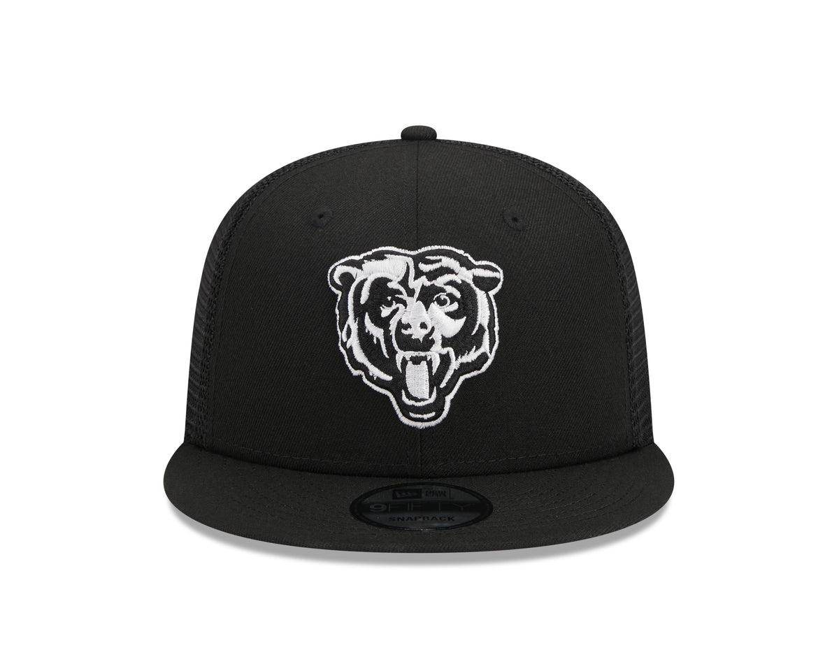 Chicago Bears New Era Primary Black and White Trucker 9FIFTY Snapback Hat