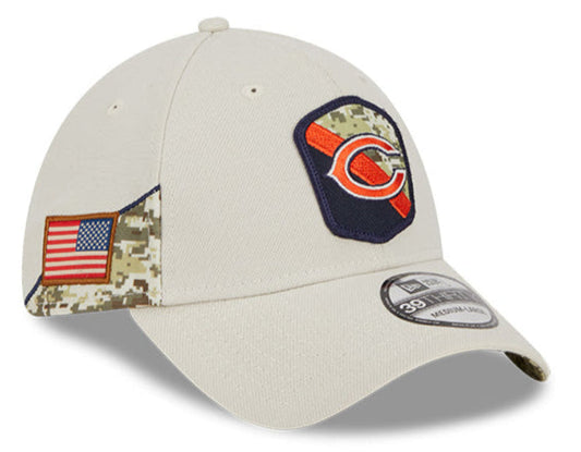 Men's Chicago Bears New Era Stone 2023 Salute to Service Secondary Logo 39THIRTY Flex Hat
