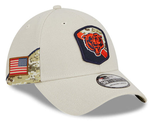 Men's Chicago Bears New Era Stone 2023 Salute to Service Primary Logo 39THIRTY Flex Hat