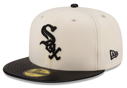 Chicago White Sox Cream/Black Leather Visor New Era 59FIFTY Fitted Hat