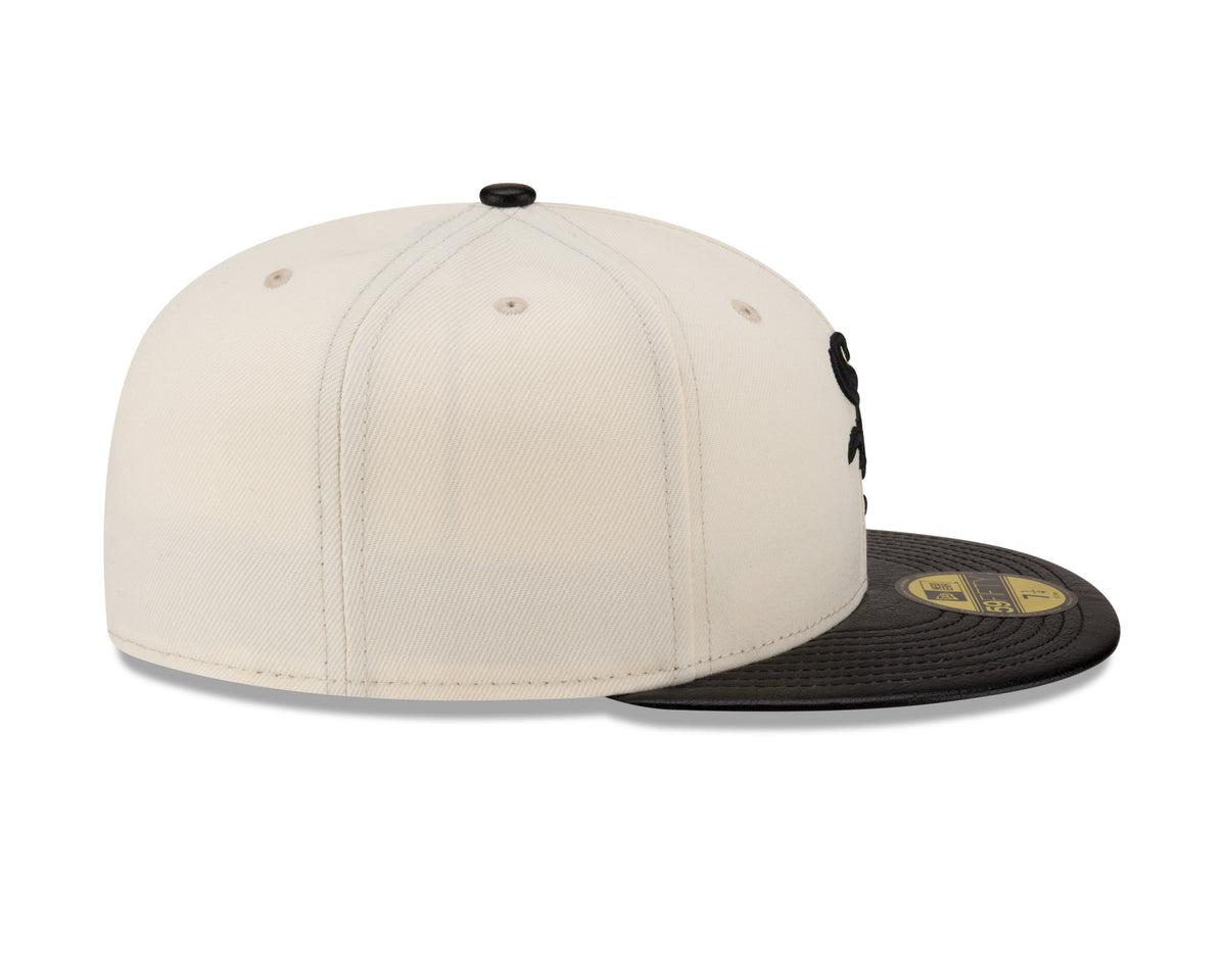 Chicago White Sox Cream/Black Leather Visor New Era 59FIFTY Fitted Hat