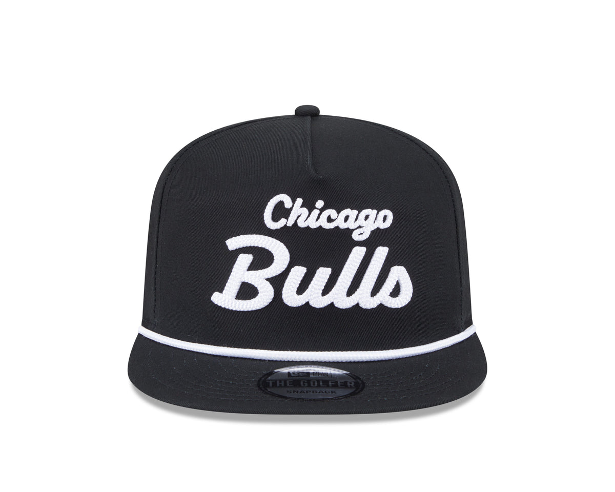 Chicago Bulls New Era Black Team Text The Golfer Snapback Hat