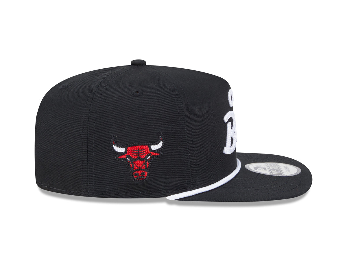 Chicago Bulls New Era Black Team Text The Golfer Snapback Hat