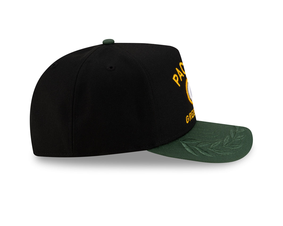 Men's Green Bay Packers New Era 2025 NFL Draft Black A-Frame 9FIFTY Snapback Adjustable Hat