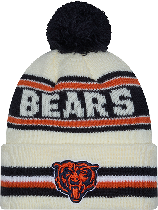Chicago Bears New Era Off White Knit Classic Cuffed Pom Knit