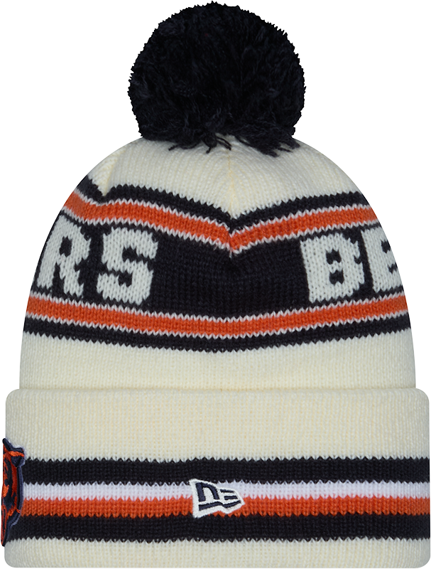 Chicago Bears New Era Off White Knit Classic Cuffed Pom Knit