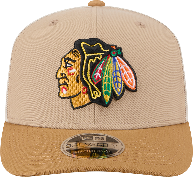 Chicago Blackhawks New Era 2T Tan 9SEVENTY Trucker Adjustable Hat