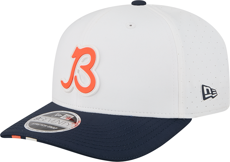 Men's Chicago Bears New Era White/Navy B 2025 NFL Training Camp 9SEVENTY Adjustable Hat
