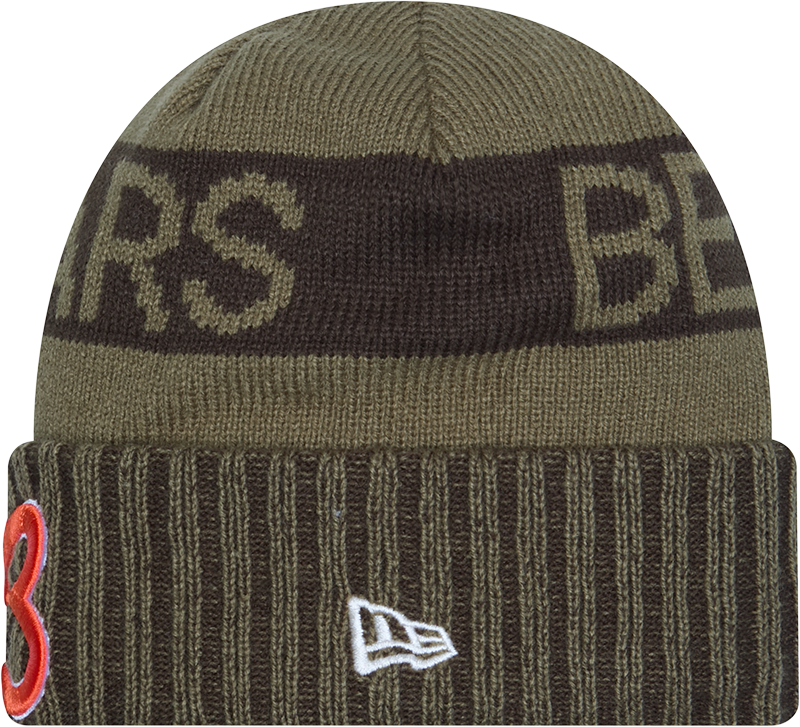 Chicago Bears New Era Green 2025 NFL Sideline Salute To Service B Cuffed Knit Hat