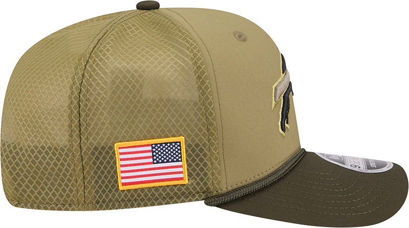 Men's Buffalo Bills New Era Green 2025 Salute To Service Sideline 9SEVENTY Trucker Adjustable Hat