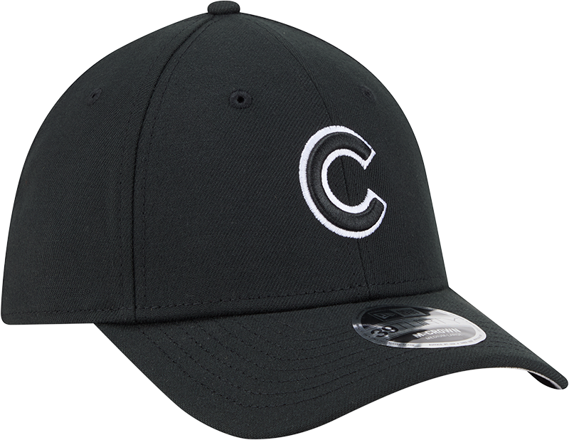 Chicago Cubs New Era M-Crown 39Thirty Black/White Flex Fit Hat