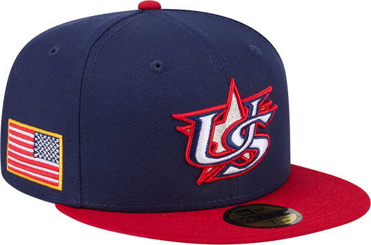 USA Baseball New Era 2026 World Baseball Classic 59FIFTY Fitted Hat - Navy/Red
